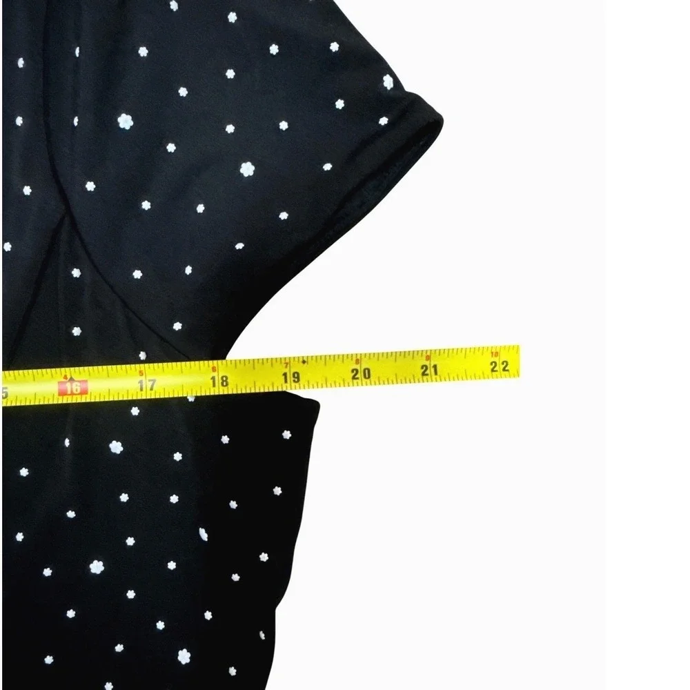 Michael Kors Black Floral Polka Dot Ruffle Hem‎ Dress Women Size L Chic  Party